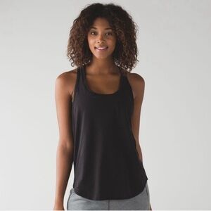 Lululemon Yogi Everyday Tank Top Sz 6 Black Racerback Front Pocket